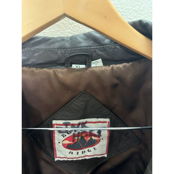 Vintage Boulder Ridge Leather Bomber Jacket Coat size XL Mens brown motorcycle - Picture 2 of 7